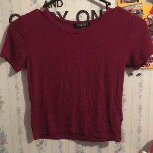 Dark red slight crop top